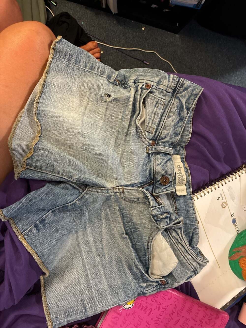 Charlotte Russe Women's Distressed Medium Wash Denim Shorts Size 2